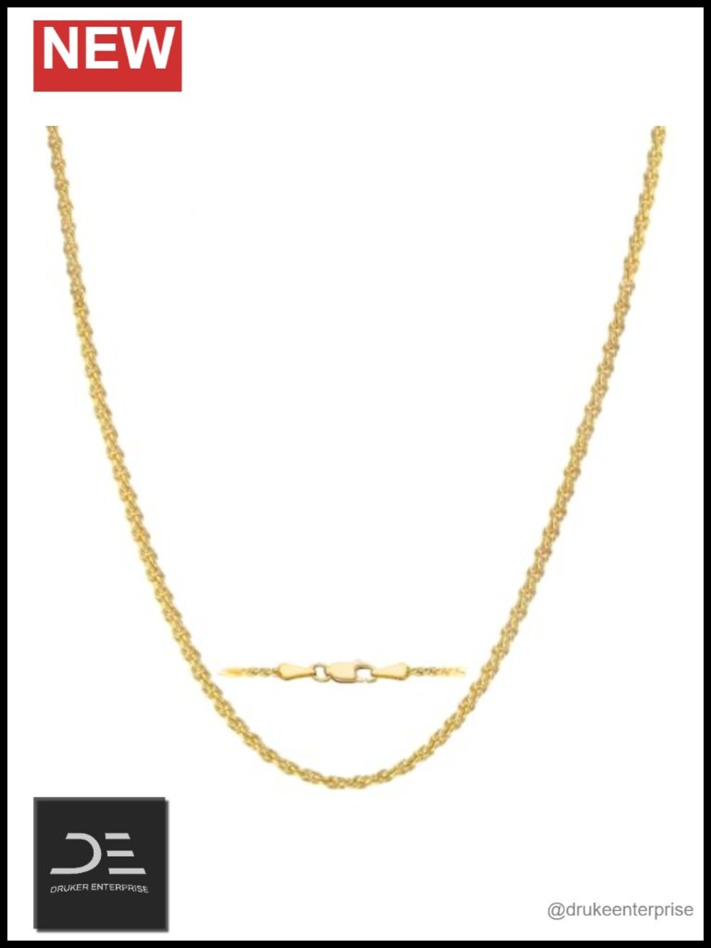 14K Gold Rope Chain Necklace for Women Men 1.6-3.1mm, Solid Gold, Lobster Clasp